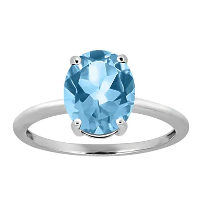 Ava Ring with Swiss Blue Topaz 10kt White Gold