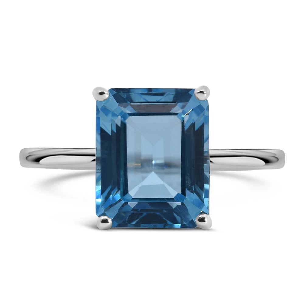 Cleo Ring with Swiss Blue Topaz 10kt White Gold