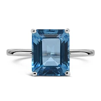 Cleo Ring with Swiss Blue Topaz 10kt White Gold