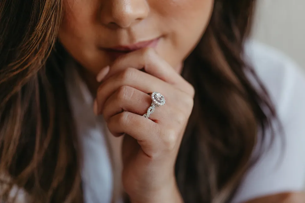 Willow Engagement Ring with Carat TW of Lab Created Diamonds in 14kt White Gold