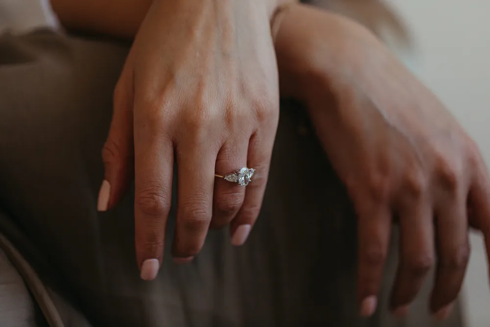 Trinity Engagement Ring with 2.00 Carat TW of Lab Created Diamonds in 14kt Yellow Gold