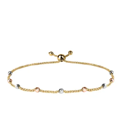 Adjustable Bracelet in 14kt Yellow, White, and Rose Gold