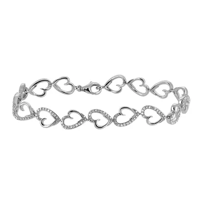 7.5″ Heart Bracelet with .50 Carat TW of Diamonds Sterling Silver