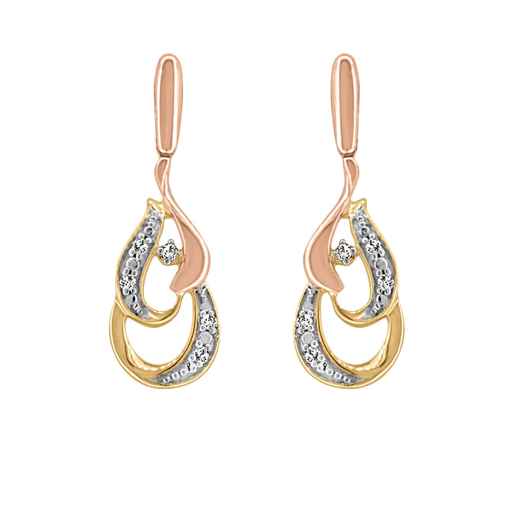 Earrings with .05 Carat TW of Diamonds 10kt Rose and Yellow Gold