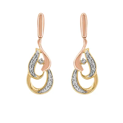 Earrings with .05 Carat TW of Diamonds 10kt Rose and Yellow Gold