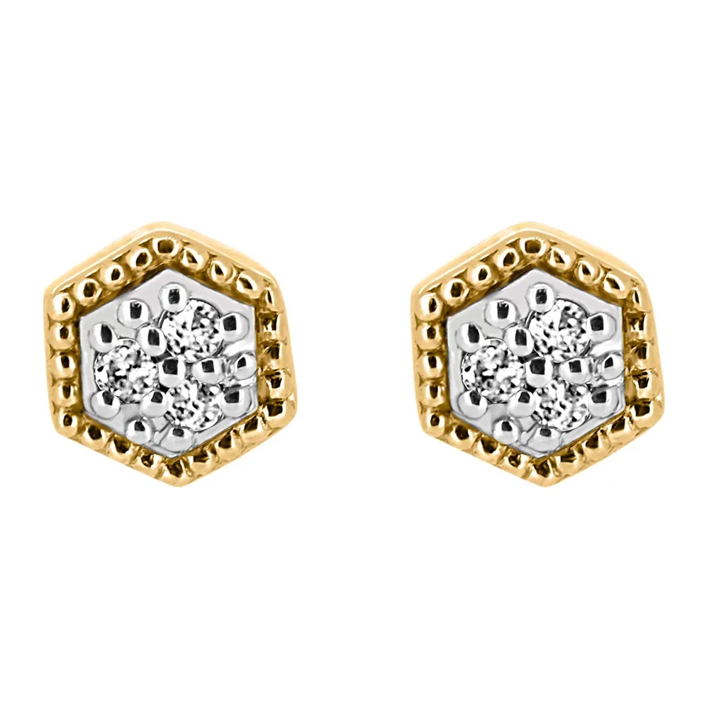 Hexagon Earrings with .05 Carat TW of Diamonds 10kt Yellow Gold