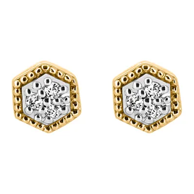 Hexagon Earrings with .05 Carat TW of Diamonds 10kt Yellow Gold