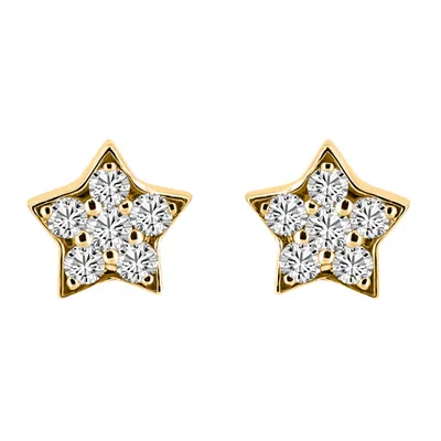 Star Earrings with .28 Carat TW of Diamonds 10kt Yellow Gold