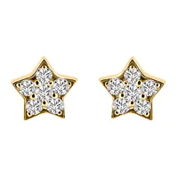 Star Earrings with .28 Carat TW of Diamonds 10kt Yellow Gold