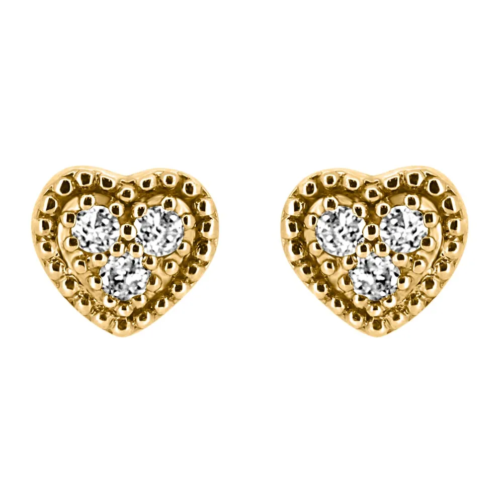 Heart Earrings with .09 Carat TW of Diamonds 10kt Yellow Gold