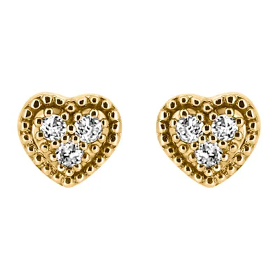 Heart Earrings with .09 Carat TW of Diamonds in 10kt Yellow Gold