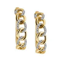 Chain Link Hoop Earrings with .25 Carat TW of Diamonds in 10kt Yellow Gold