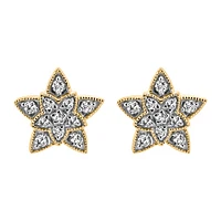 Star Earrings with .13 Carat TW of Diamonds in 10kt Yellow Gold