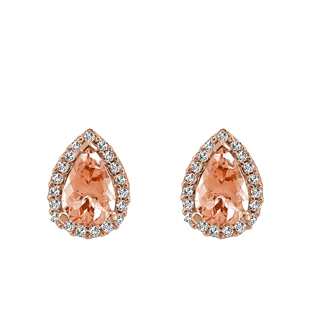 Earrings with .12 Carat TW of Diamonds Morganite 10kt Rose Gold