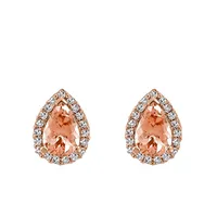 Earrings with .12 Carat TW of Diamonds Morganite 10kt Rose Gold