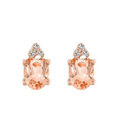 Earrings with .01 Carat TW of Diamonds and Morganite 10kt Rose Gold