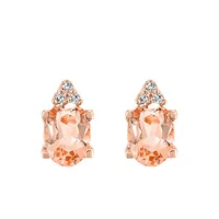 Earrings with .01 Carat TW of Diamonds and Morganite 10kt Rose Gold