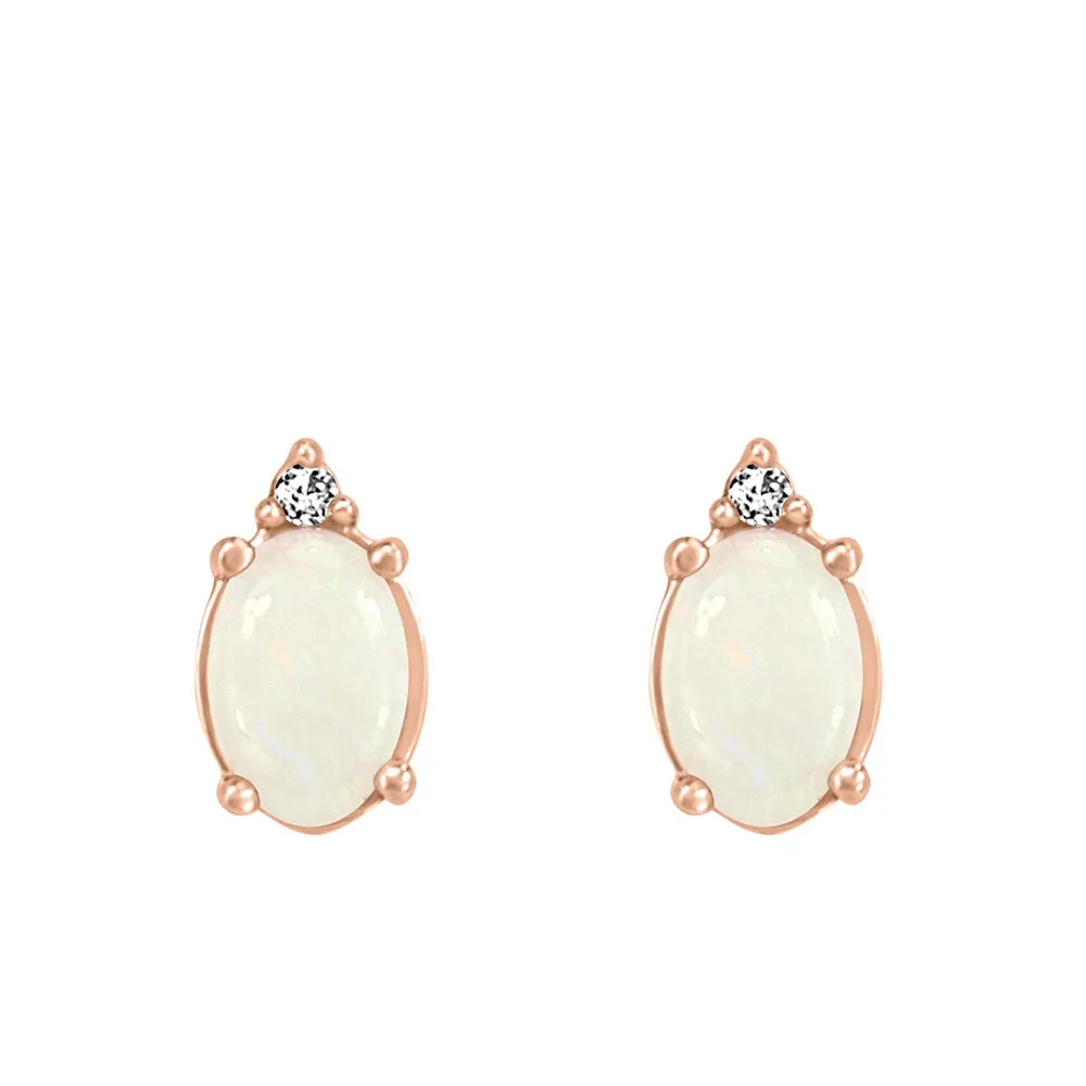 Earrings with Diamond and Opal in 10kt Rose Gold