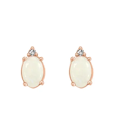 Earrings with Diamond and Opal in 10kt Rose Gold