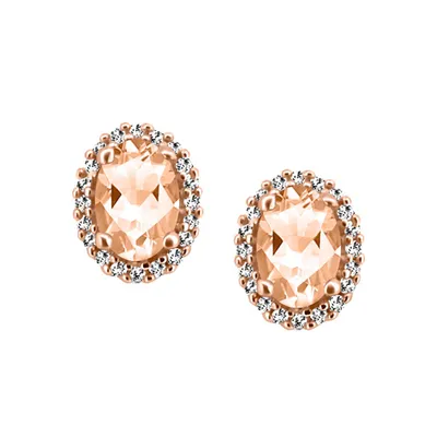 Earrings with .12 Carat TW of Diamonds and Morganite in 10kt Rose Gold