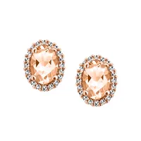 Earrings with .12 Carat TW of Diamonds and Morganite 10kt Rose Gold