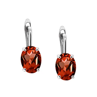 Ava Earrings with Garnet in 10kt White Gold