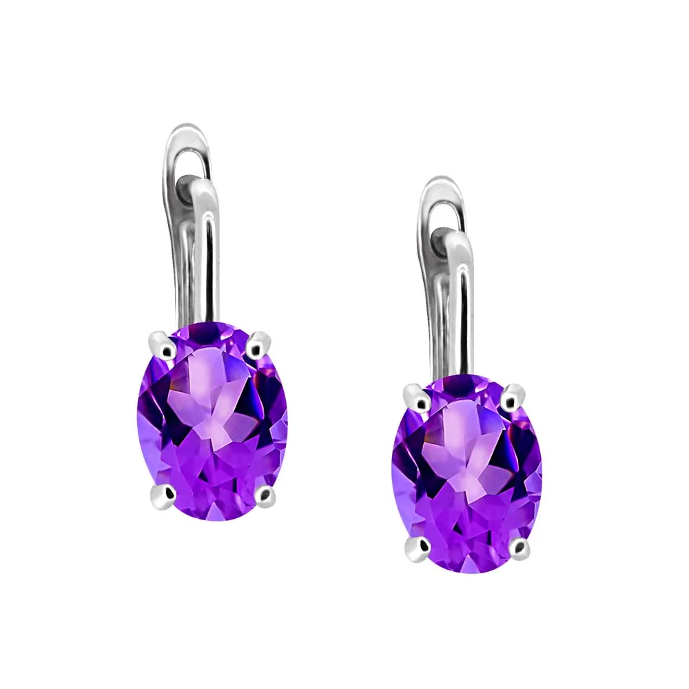 Ava Earrings with Amethyst 10kt White Gold