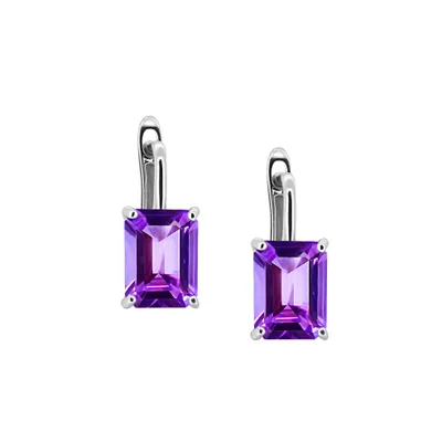 Cleo Earrings with Amethyst in 10kt White Gold