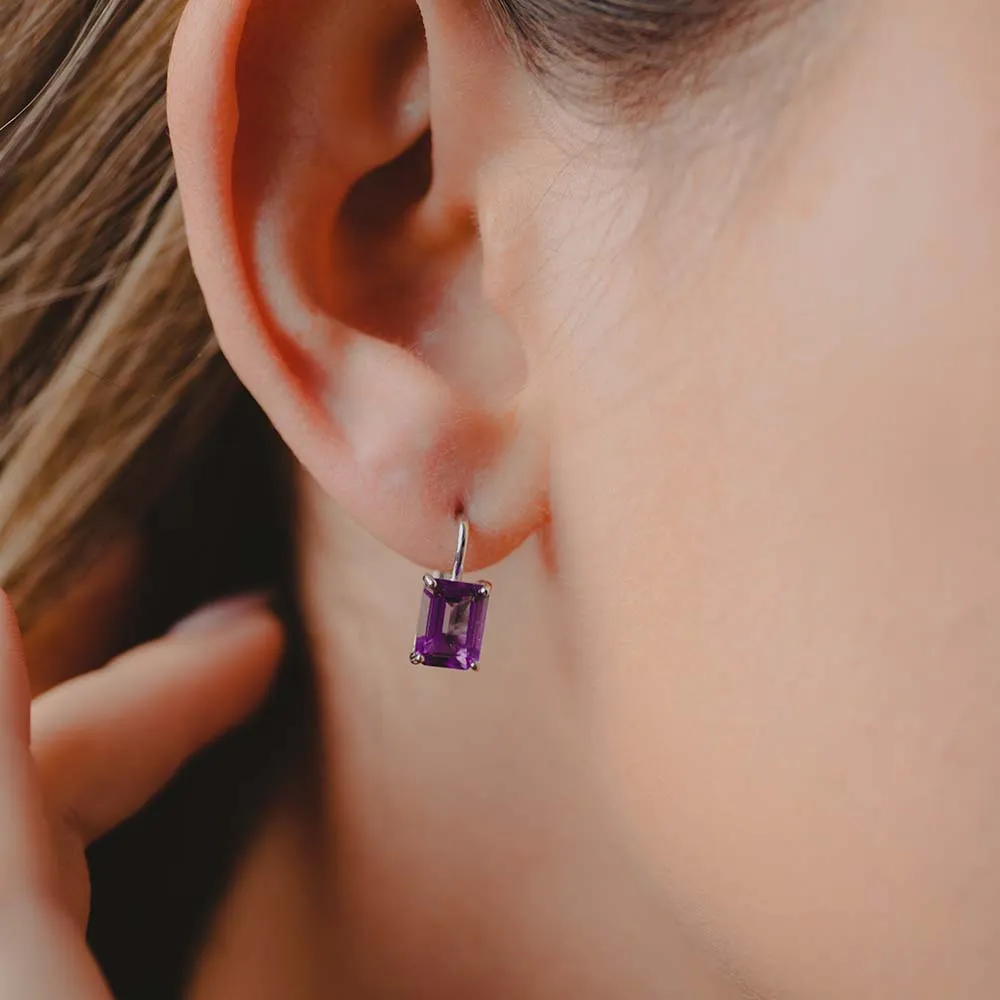 Cleo Earrings with Amethyst 10kt White Gold