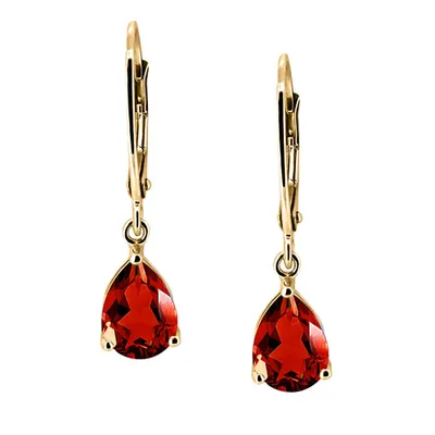 Ivy Earrings with Garnet 10kt Yellow Gold