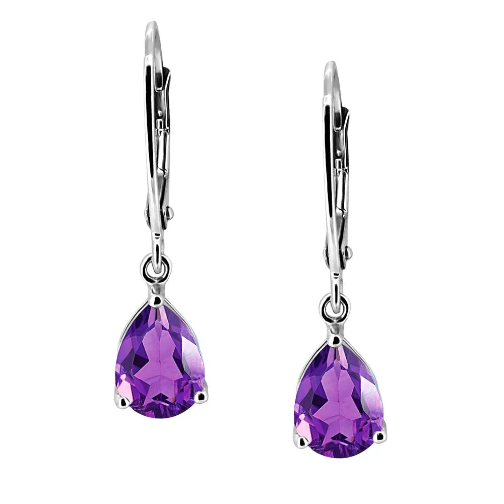 Ivy Earrings with Amethyst 10kt White Gold