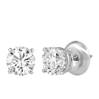 Classic Solitaire Stud Earrings with Carat TW of Lab Created Diamonds 14kt White Gold