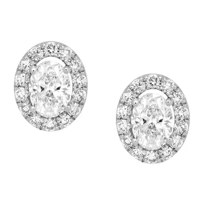 Classic Halo Earrings with 1.00 Carat TW of Lab Created Diamonds in 14kt White Gold