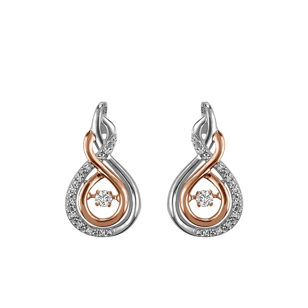 Luminance Earrings with .16 Carat TW of Diamonds in Sterling Silver and 10kt Rose Gold