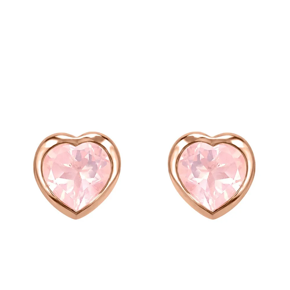 Kindness Heart Earrings with Rose Quartz in Rose Plated Sterling Silver