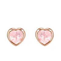 Kindness Heart Earrings with Rose Quartz in Rose Plated Sterling Silver