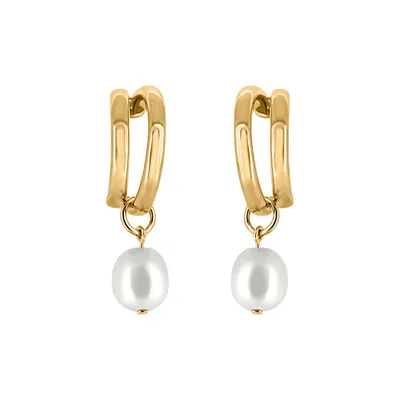 Earrings with Pearl in Gold Plated Sterling Silver