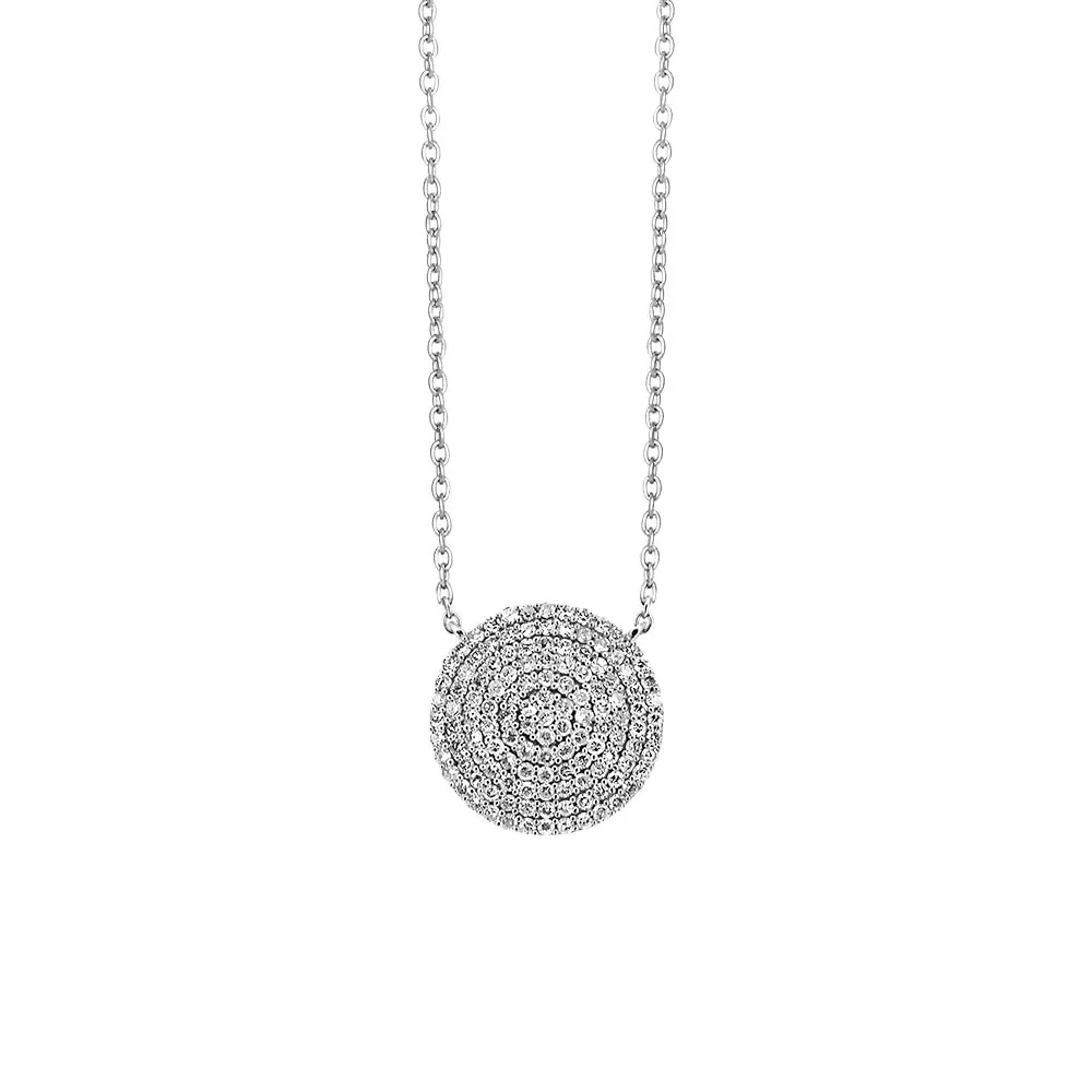 16″ Circle Necklace with .40 Carat TW of Diamonds 14kt White Gold