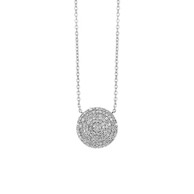 16″ Circle Necklace with .40 Carat TW of Diamonds in 14kt White Gold