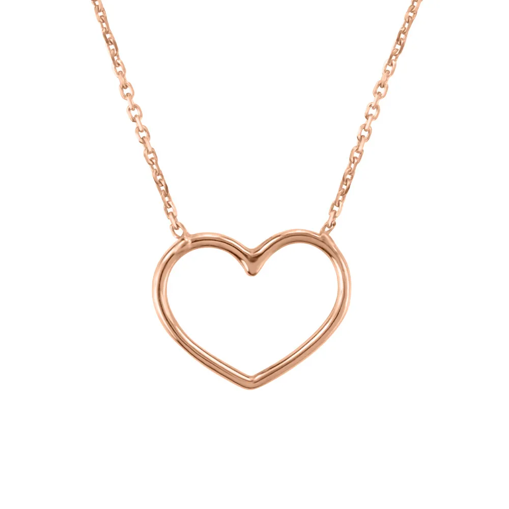 16”-18″ Heart Necklace in 14kt Rose Gold