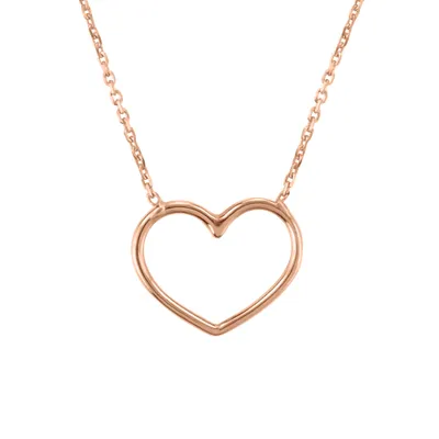 16”-18″ Heart Necklace in 14kt Rose Gold