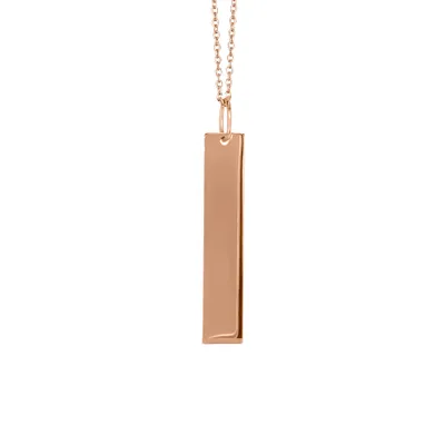 18″ Engraveable Vertical Nameplate Necklace 10kt Rose Gold