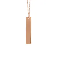 18″ Engraveable Vertical Nameplate Necklace 10kt Rose Gold