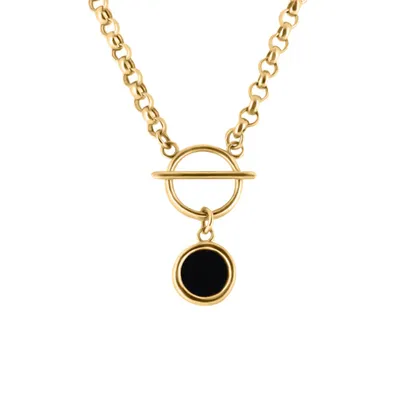 Necklace with Black Onyx in 10kt Yellow Gold