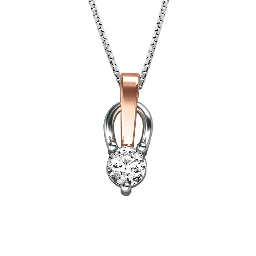 Canadian Diamond Pendant with .20 Carat 14KT White and Rose Gold Chain