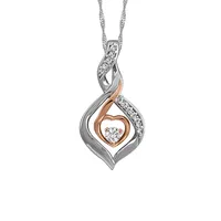 Fire of the North Canadian Diamond Pendant with .11 Carat TW Diamonds 10kt White and Rose Gold Chain