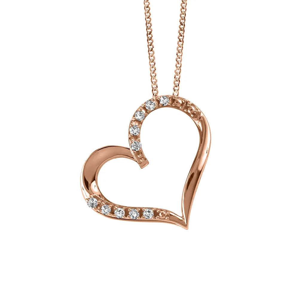 Heart Pendant with .07 Carat TW of Diamonds in 10kt Rose Gold with Chain