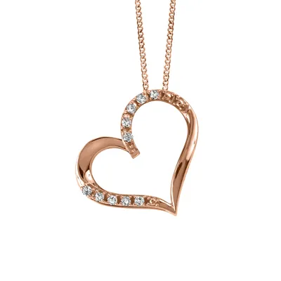 Heart Pendant with .07 Carat TW of Diamonds 10kt Rose Gold Chain