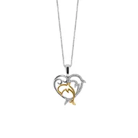 Dolphin Heart Pendant with .20 Carat TW of Diamonds in 10kt White and Yellow Gold with Chain