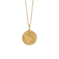 Globe Disc Pendant with .01 Carat TW of Diamonds in 10kt Yellow Gold with Chain